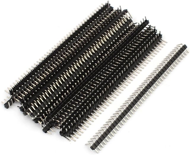 sourcingmap 18 Pcs Right Angle 40 Pin 2.54mm Single Row Pin Header Strip PCB Connector