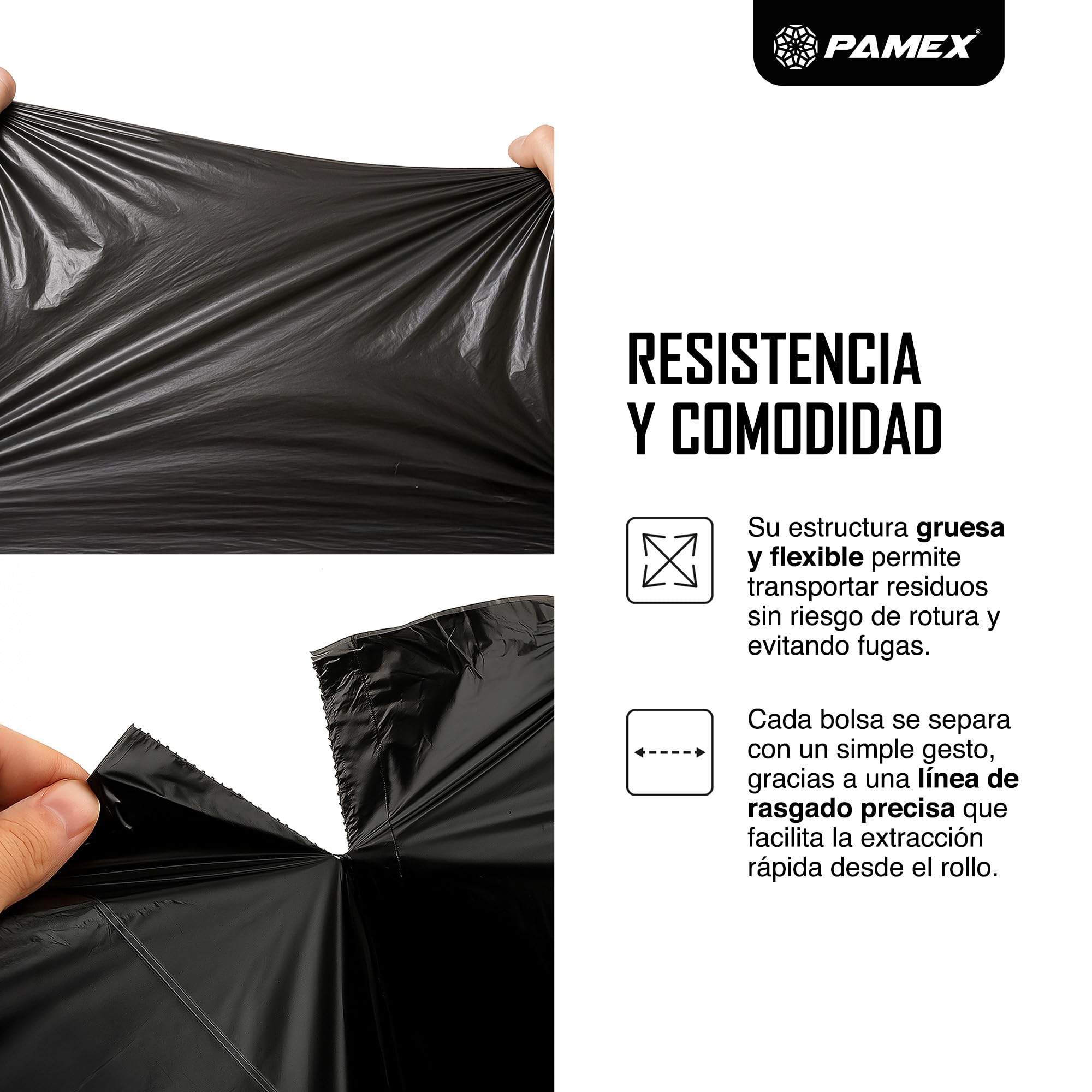 Pamex - Bolsa Basura Premium 85x105cm - 40 Unidades de 10 Bolsas de 110l (Silver)
