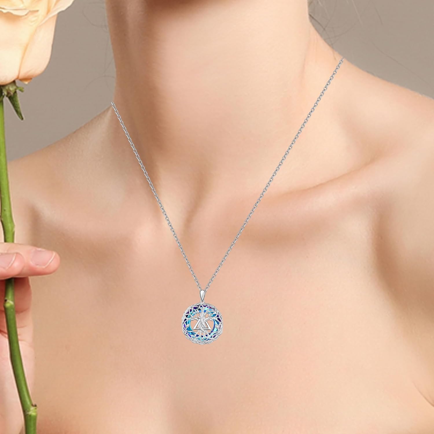 Lotus Necklace for Women Gold Lotus Necklace Moonstone/Silver Sobriety Necklace/Abalone Alcoholics Anonymous Necklace Cubic Zirconia White Lotus Flower Pendant 925 Sterling Silver Sober Gifts - Image 4