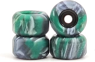 SPITBOARDS Fingerboard Swirl Wheels Polyurethane CNC Lathed Bearing Wheels - Green Swirl