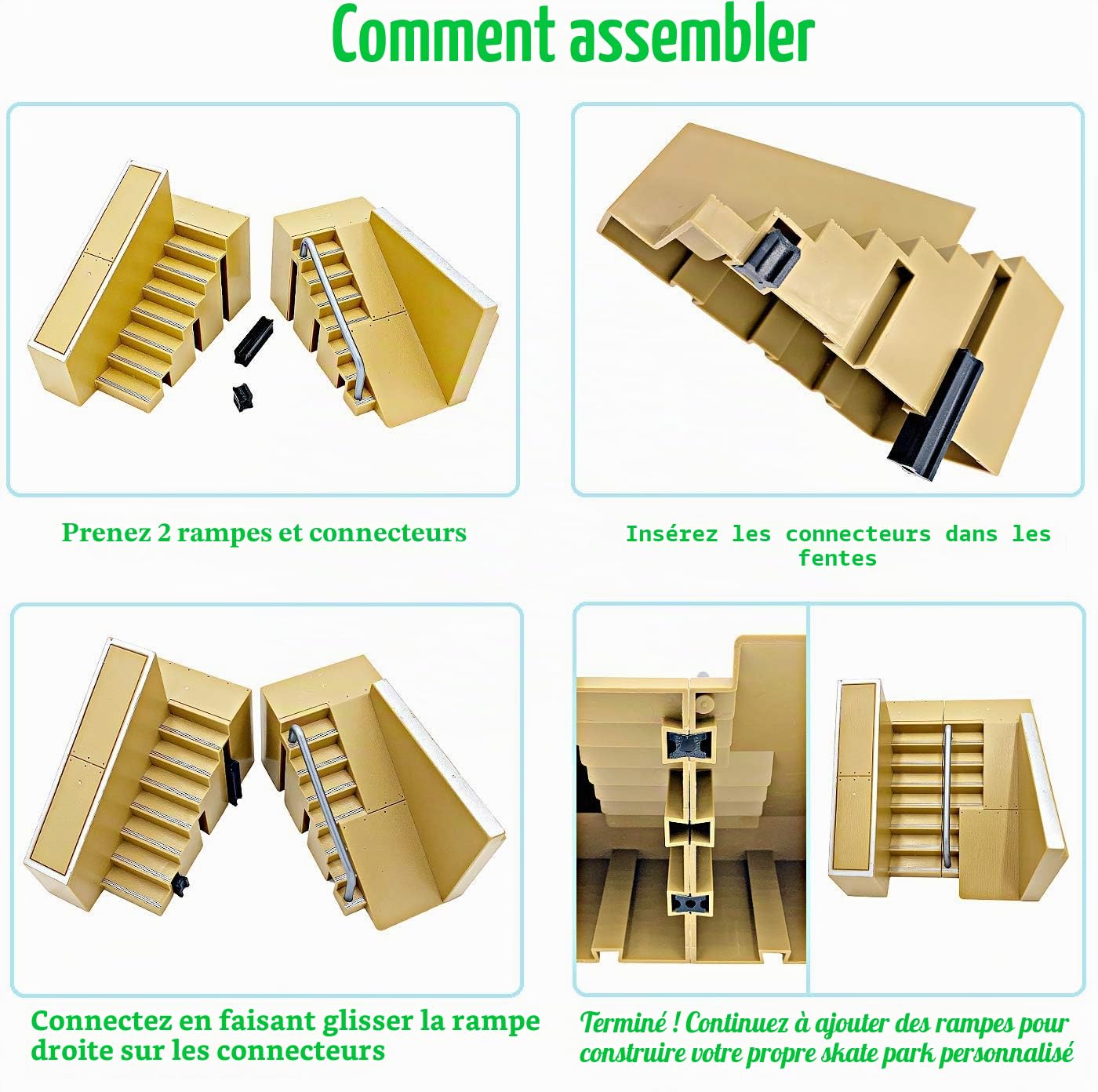 STASHABLES Ensemble de rampes pour skateboard miniature – Kit de skatepark à doigt 16 pièces – Kit de skatepark comprenant mini skateboards, rampes, scooters, patins, vélos et planches à roulettes