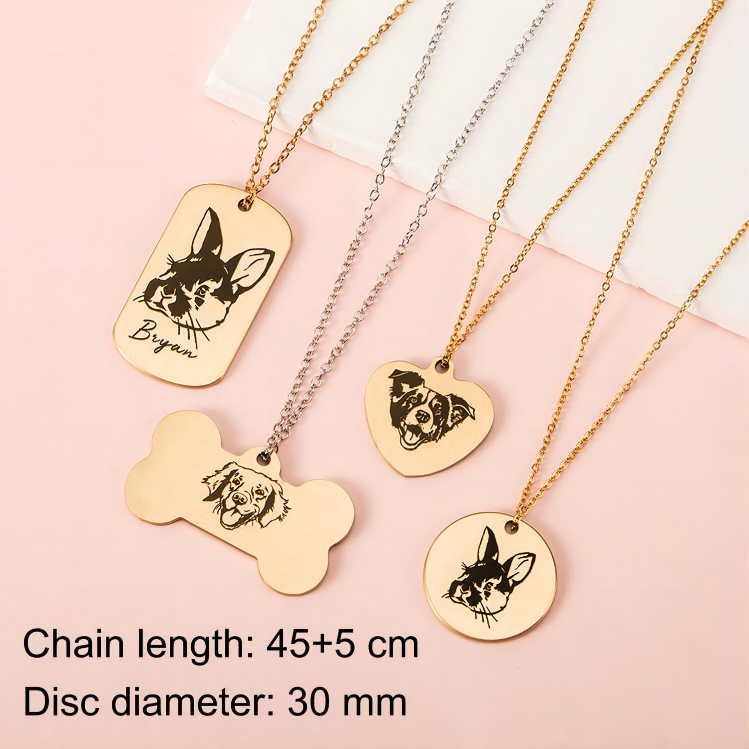 STAMTECH Custom Pet Portrait Necklace,Hademade Pet Memorial Necklaces and Pet Jewelry for Women,Unique Gifts for Dog mon and pet Lovers