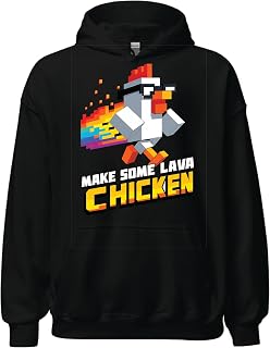 Funny Game Humor Meme Make Some La%va Chicken Pixel Art Humorous Hoodie – Meme Pixel Steve Gift Retro Gaming – Game and Chicken Lover Men, Women and Kid Black