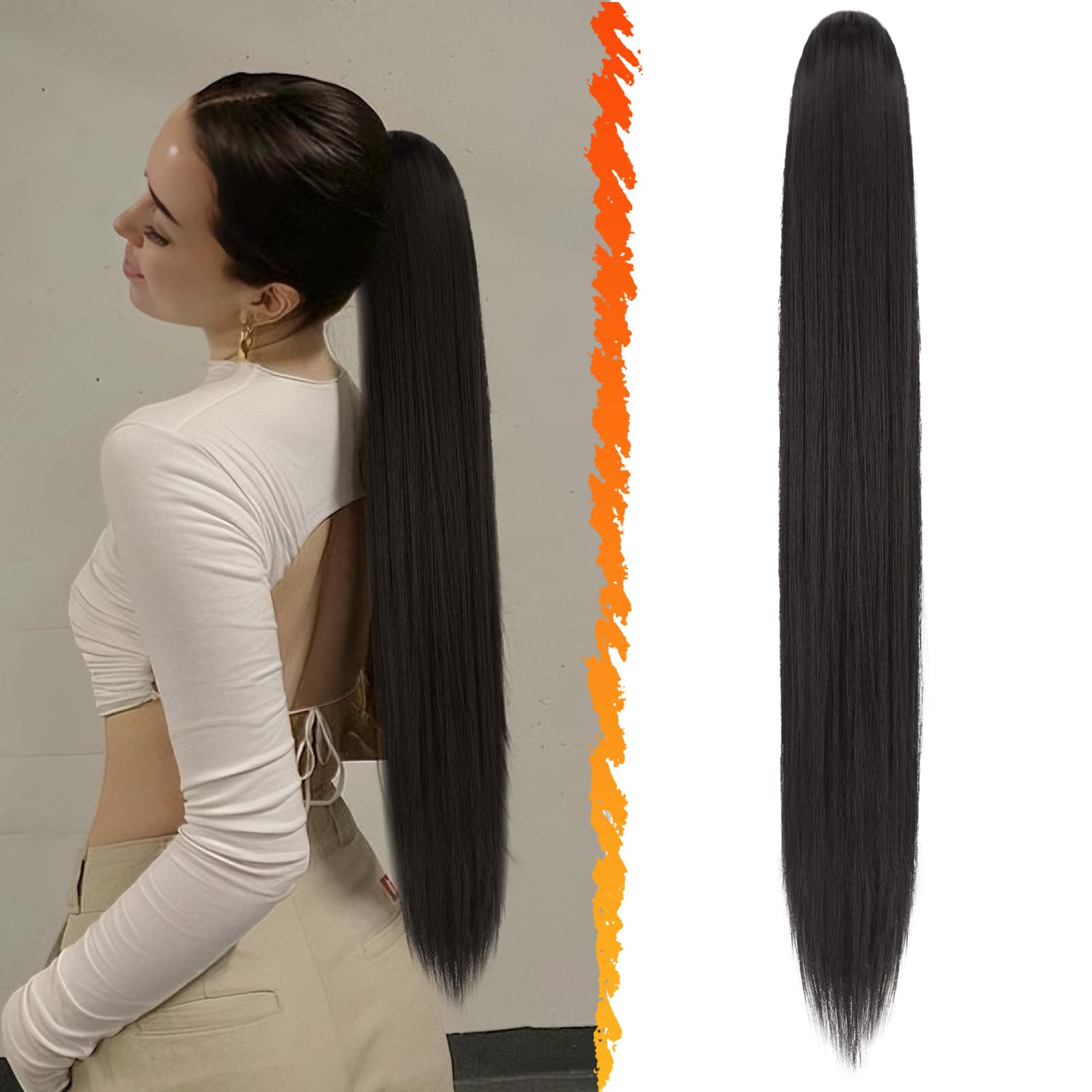 BARSDAR Long Straight Ponytail Extension