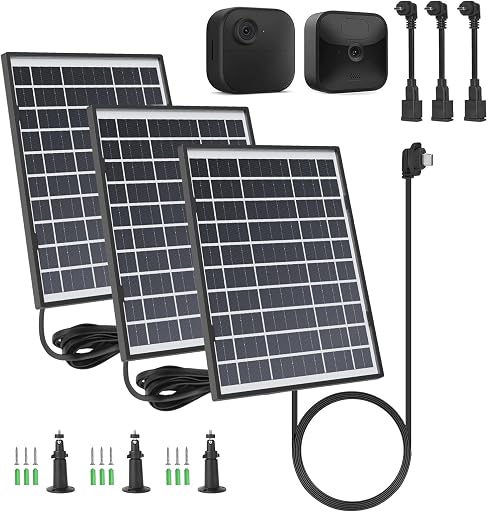 iTODOS 3 Pack 7W Solar Panel Compatible with Blink Outdoor 4 (4th Gen)/ (3rd Gen) XT3 and Blink XT/XT2 Camera,11.8Ft Outdoor Power Cable and Adjustable Mount
