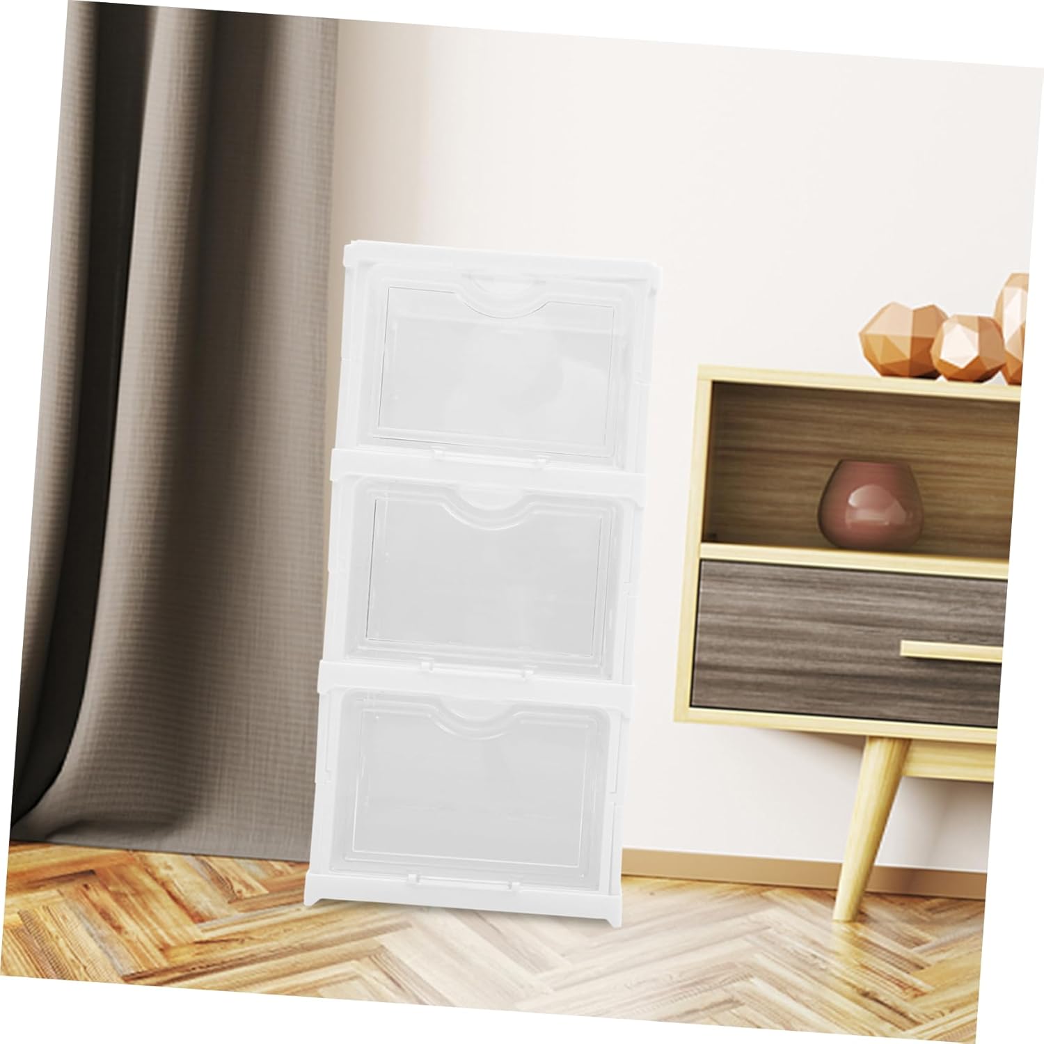 Happyyami Shoe Storage Containers Stackable Shoe Boxes Covers Style Organizer for