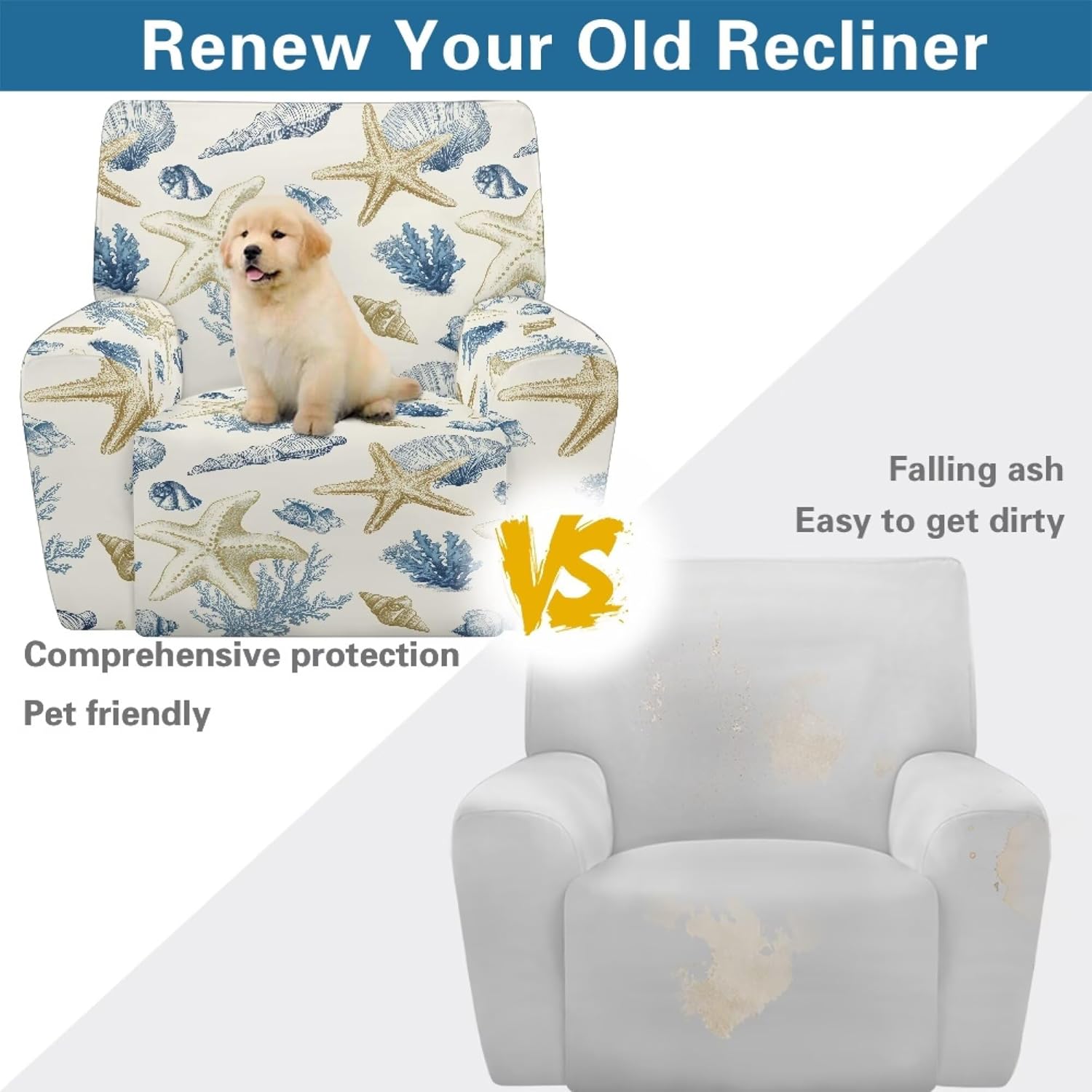 Recliner Chair Covers Beach Stretch Recliner Sofa Covers for Reclining Chair Slipcover Furniture Protector for Dogs Cats