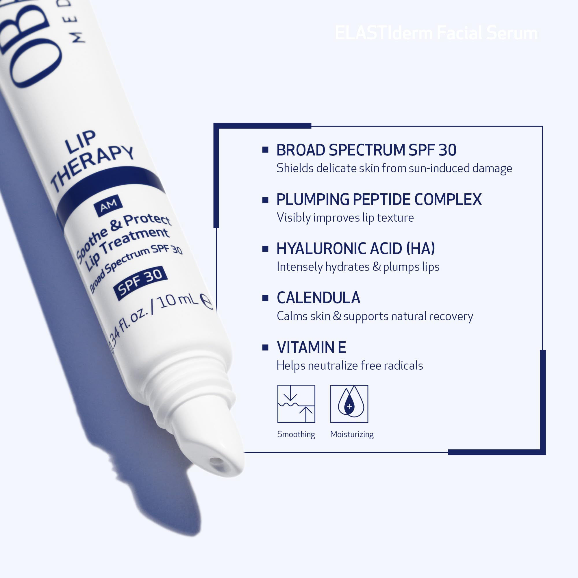 Obagi Lip Therapy SPF 30 Soothe & Protect Lip Balm Treatment with Hyaluronic Acid, Vitamin E & Peptides – Visibly Plumps, Soothes & Moisturizes Dry Lips & Protects Against UVA/UVB Rays – .34 oz