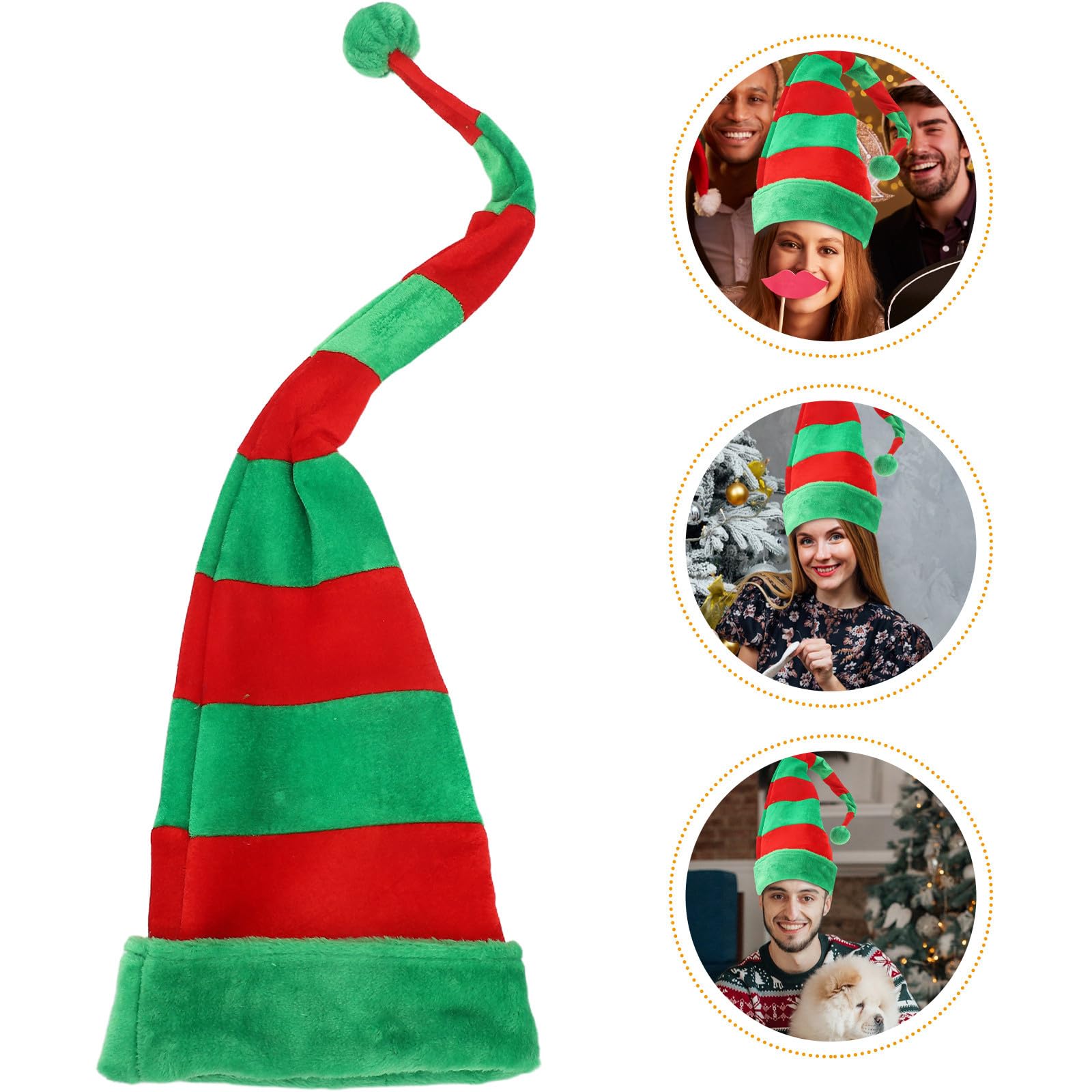 HEMOTON Sombrero Largo Navideño Accesorio para Fotos para Fiesta de Navidad Material de Tela y Hierro, Diseño Moldeable y Divertido Fiestas Navideñas
