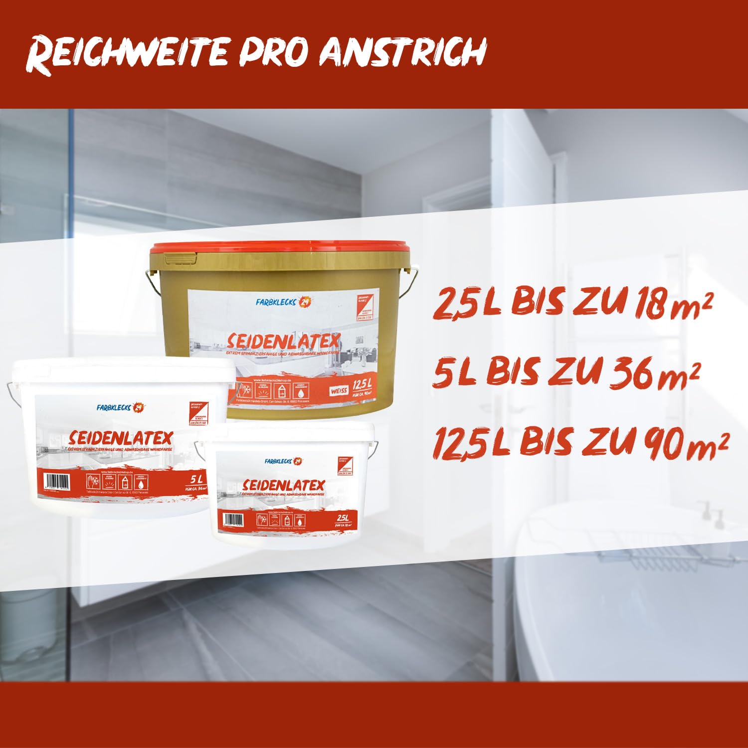 Seidenlatex Color 2,5L Grau 7-0 Latexfarbe grau, abwaschbare Wandfarbe, Küchenfarbe, Badfarbe