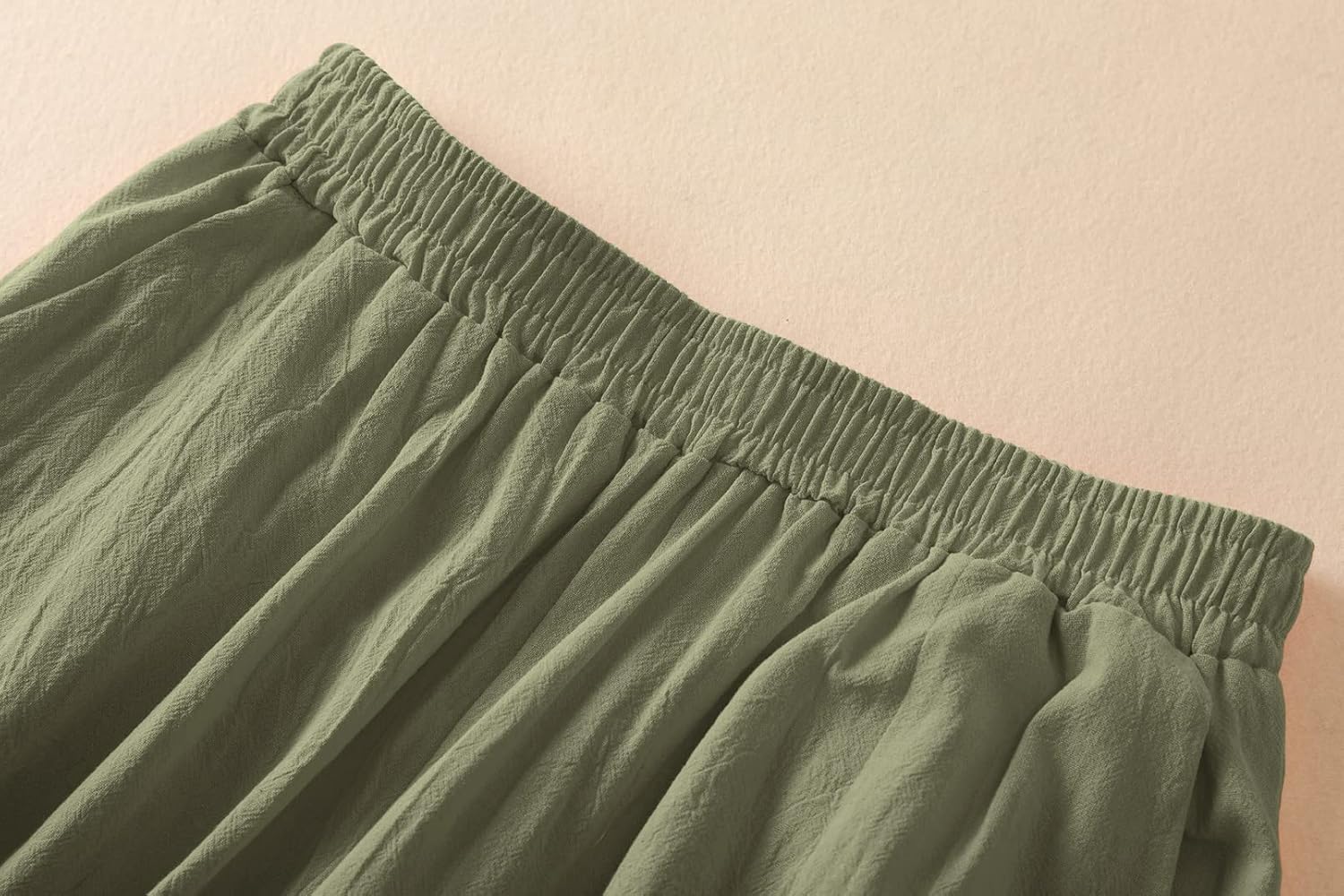 Womens Plus Size Linen Pants Wide Leg Palazzo Trousers High Elastic Waist Flowy Culottes with Pockets - Image 2