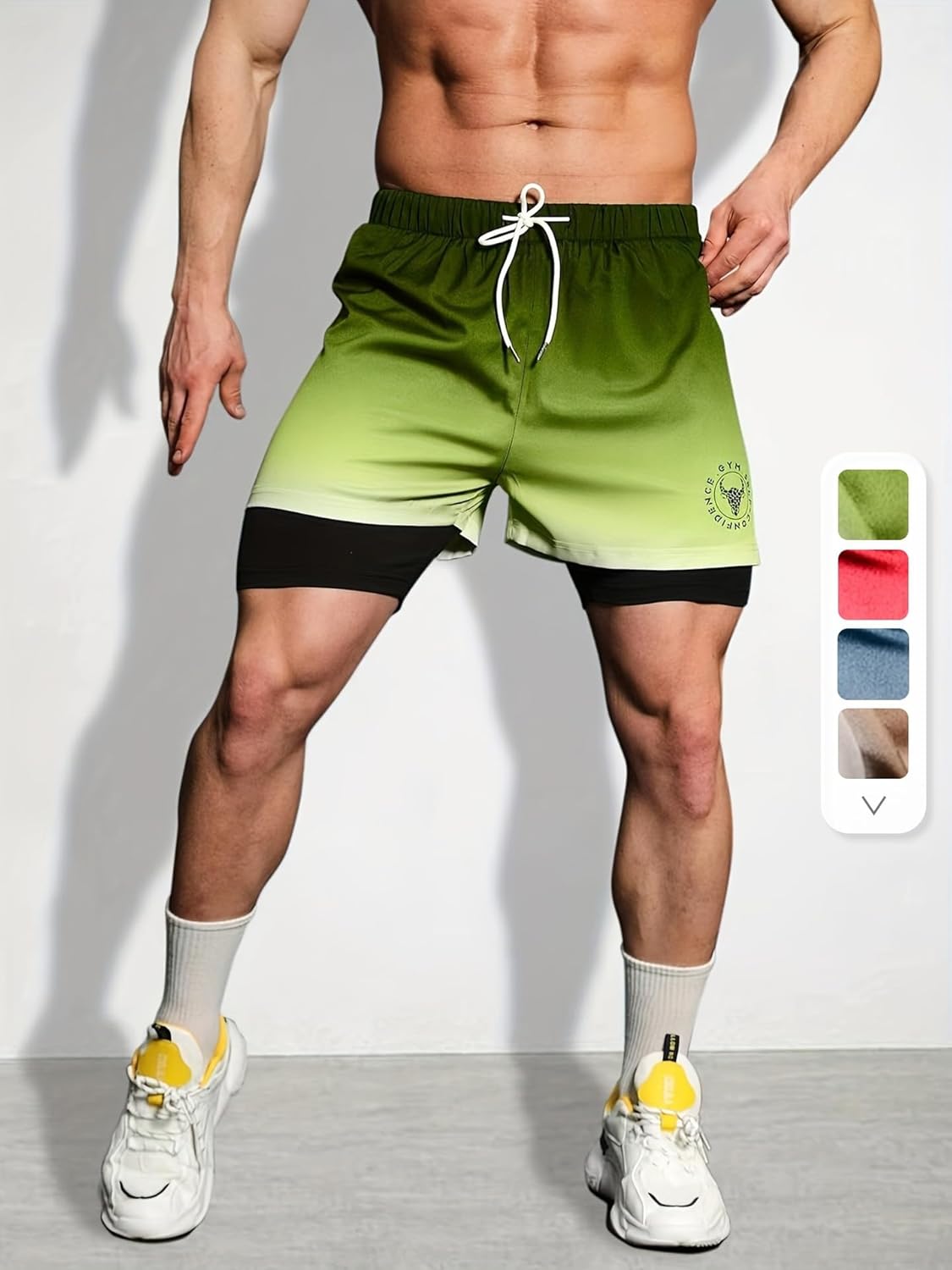 Men's 2-in-1 Athletic Casual Shorts,with Inner Pockets,Quick Dry Gym Workout Running Shorts
