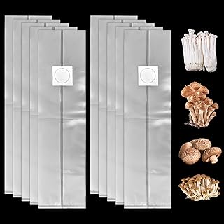 Joyan 10 PCS Mushroom Growing Bag, Mushroom Spawn Grow Bag, Spawn Grow Bag with 0.5 Microns Breathable Membrane, 25 x 50cm Mushroom Supply Grow Bag, Polypropylene Bags for Mushroom, Grains Cultivation