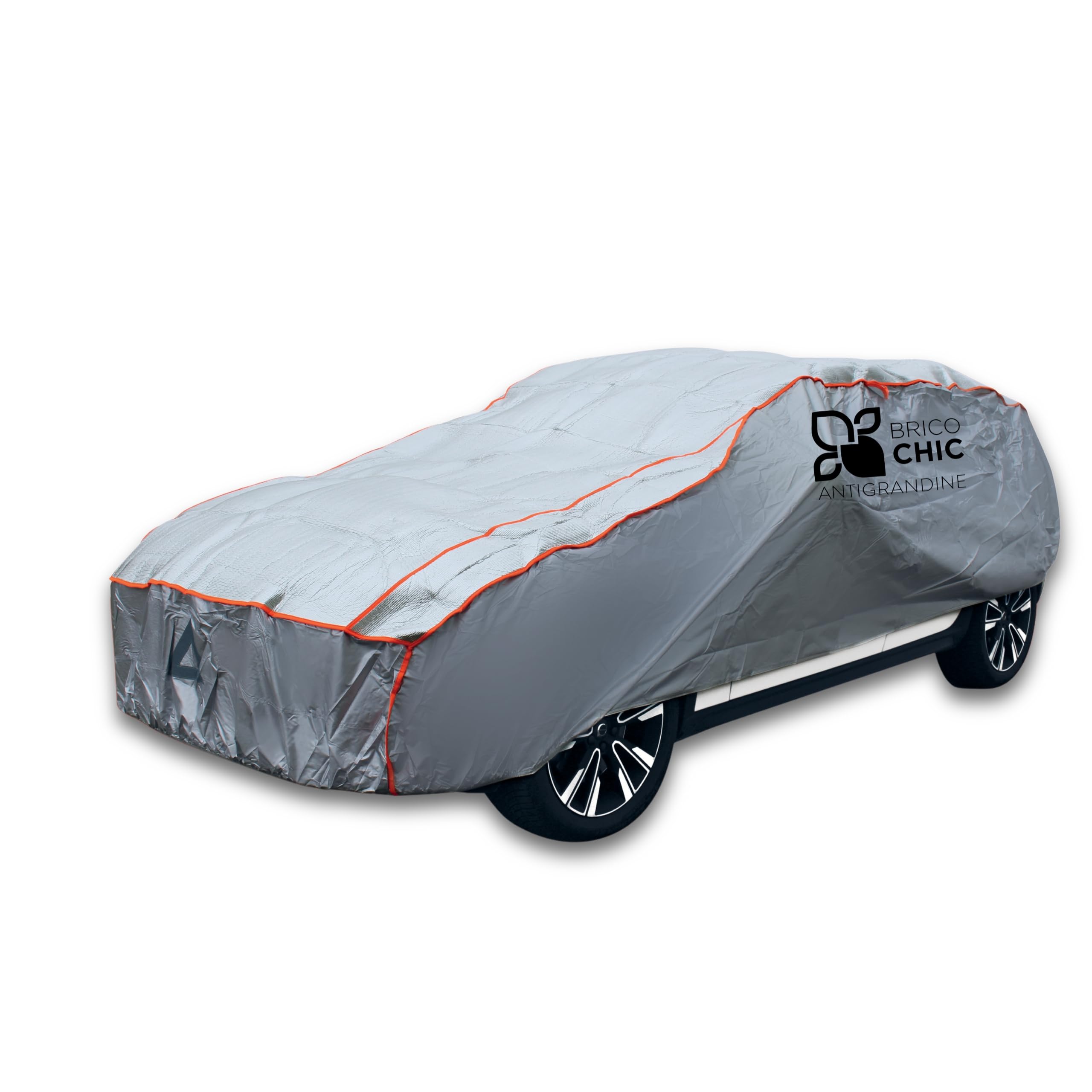 Telo Antigrandine SUV Taglia S/M, Imbottitura 6mm, Copriauto Esterno Impermeabile e Antigraffio, Tessuto Anti-UV, Cinghie Antivento, 460x178x155 cm, 4 Stagioni, Grigio