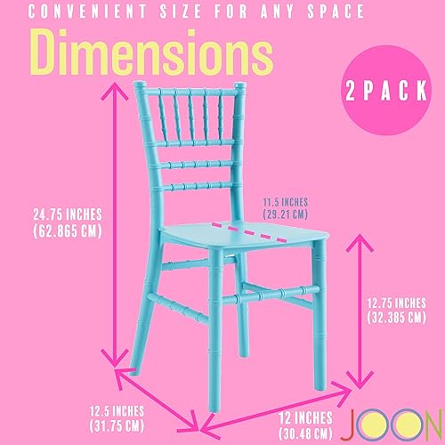 Miniatura 2 de JOON Paquete de 2 sillas Tiffany Chiavari para niños, 25 x 13 x 14.5 pulgadas, policarbonato, altura del asiento de 12.75 pulgadas, diseño elegante