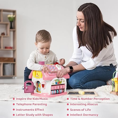 Miniatura 17 de Marstone Juguetes para bebés para niños y niñas de 1 año: juguetes para niños pequeños de 1 a 2 años, casa educativa 8 en 1 con luces de sonido, Azul