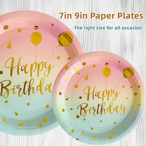 Miniatura 3 de Platos redondos de papel desechables, 100 unidades, platos de cena de cumpleaños, platos de papel desechables para fiestas para todas las ocasiones