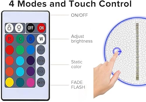 Miniatura 4 de Taile Swei Fute - Luz nocturna, lámpara trasera 3D ilusión LED, luces USB acrílicas para decoración de habitación, decoración de fiesta, lámpara de