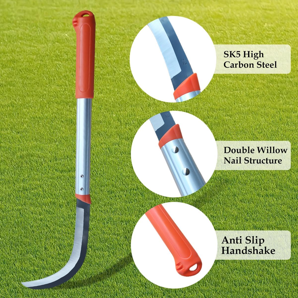 Japanese Weeder, Garden Tools, Scythe, Manual Mowing, Trimming Lawn - 22.83"