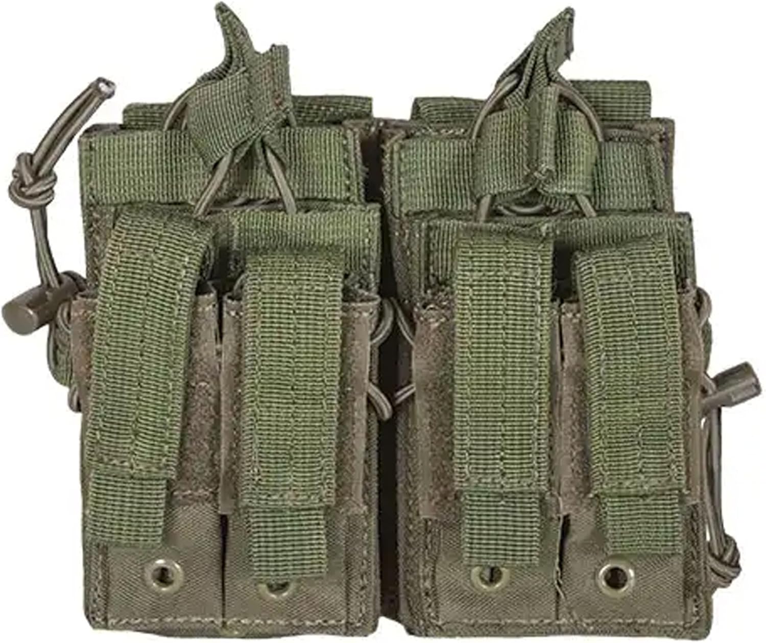 FOX OUTDOOR PRODUCTS Quad Tactical Quick Stack Fully Modular Compatible Pouch w/Wraparound Elasticized Cable - Holds 4 Rifle & 4 Standard Pistol Magazines