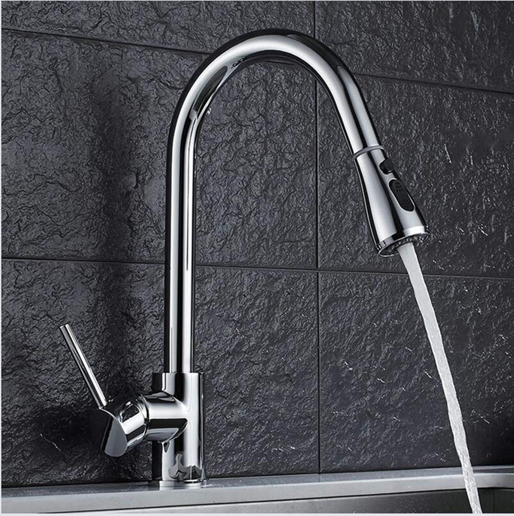 ZYCHSJXA Pull Out Kitchen Faucet Chrome/Nickel Sink Mixer Tap 360 Degree Rotation Taps Tap,Chrome