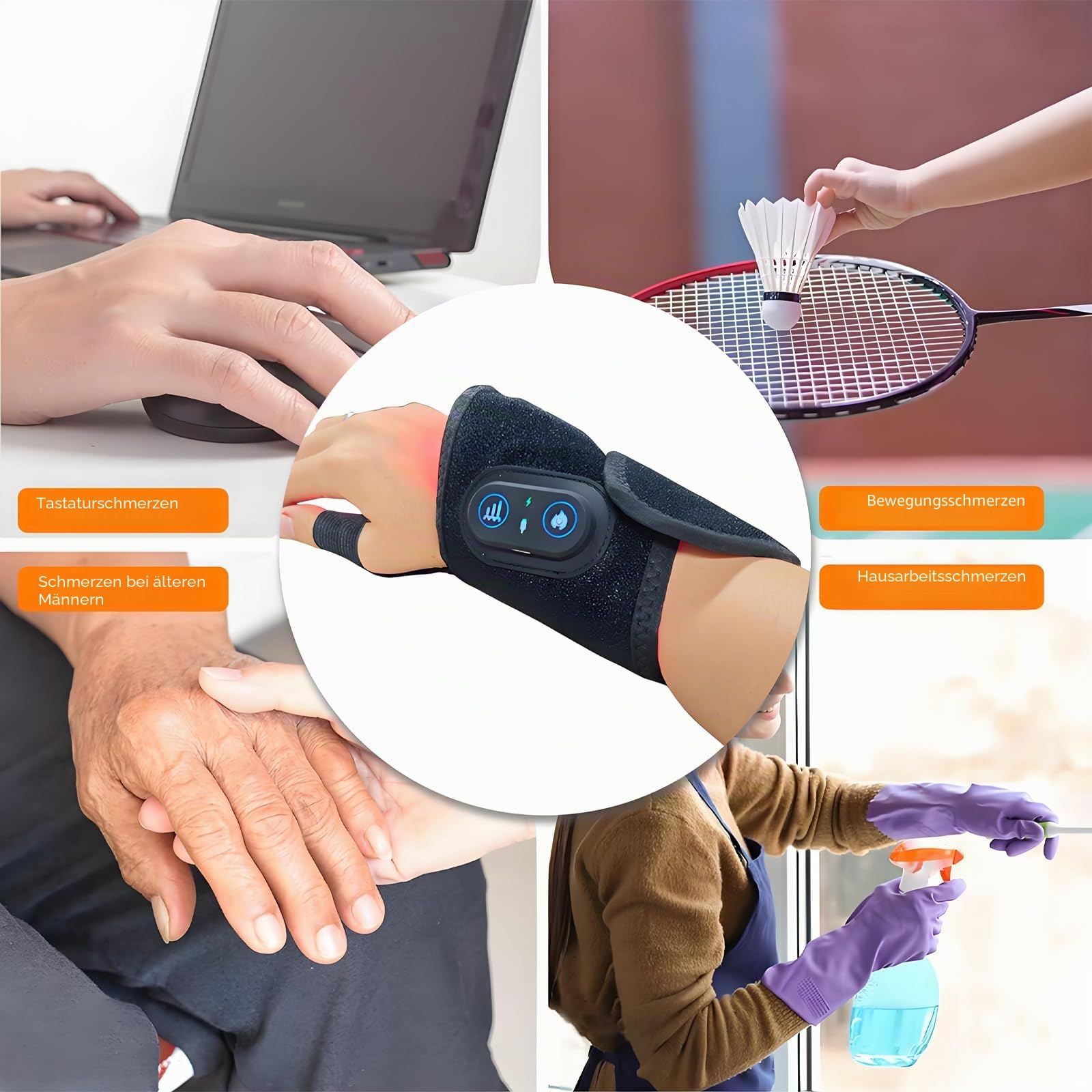 Neroos Flow Karpaltunnel, 660 nm Rotlicht und 880 nm Infrarotlicht Handgelenkmassagegerät mit 3 Wärmestufen, Touch-Steuerung mit automatischer Abschaltung für Büro, Zuhause