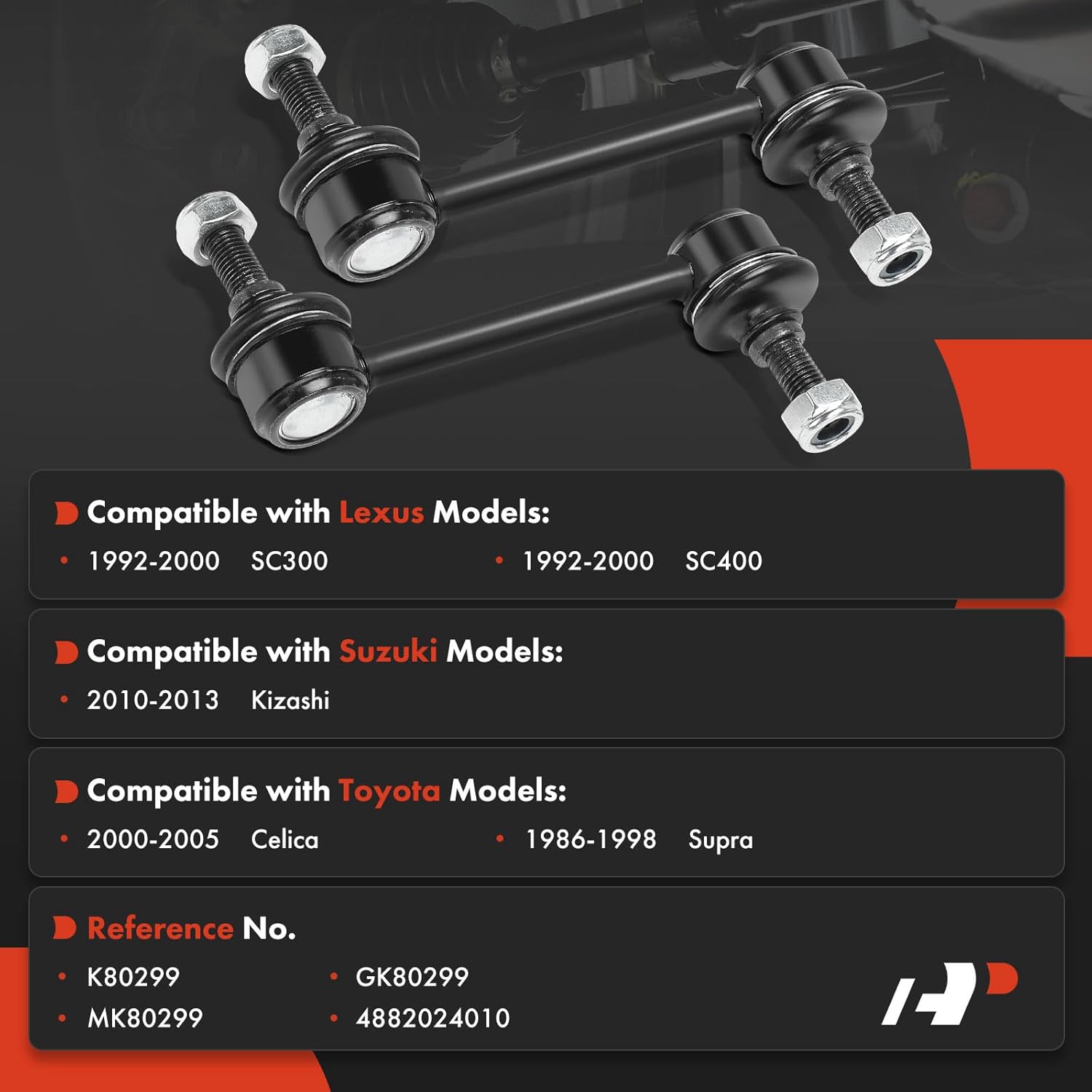 A-Premium 2 x Front Sway Bar Links Stabilizer Bar Links, Compatible with Suzuki Kizashi 2010-2013 & Toyota Supra 1986-1998, Celica 2000-2005 & Lexus SC300 1992-2000, SC400 1992-2000