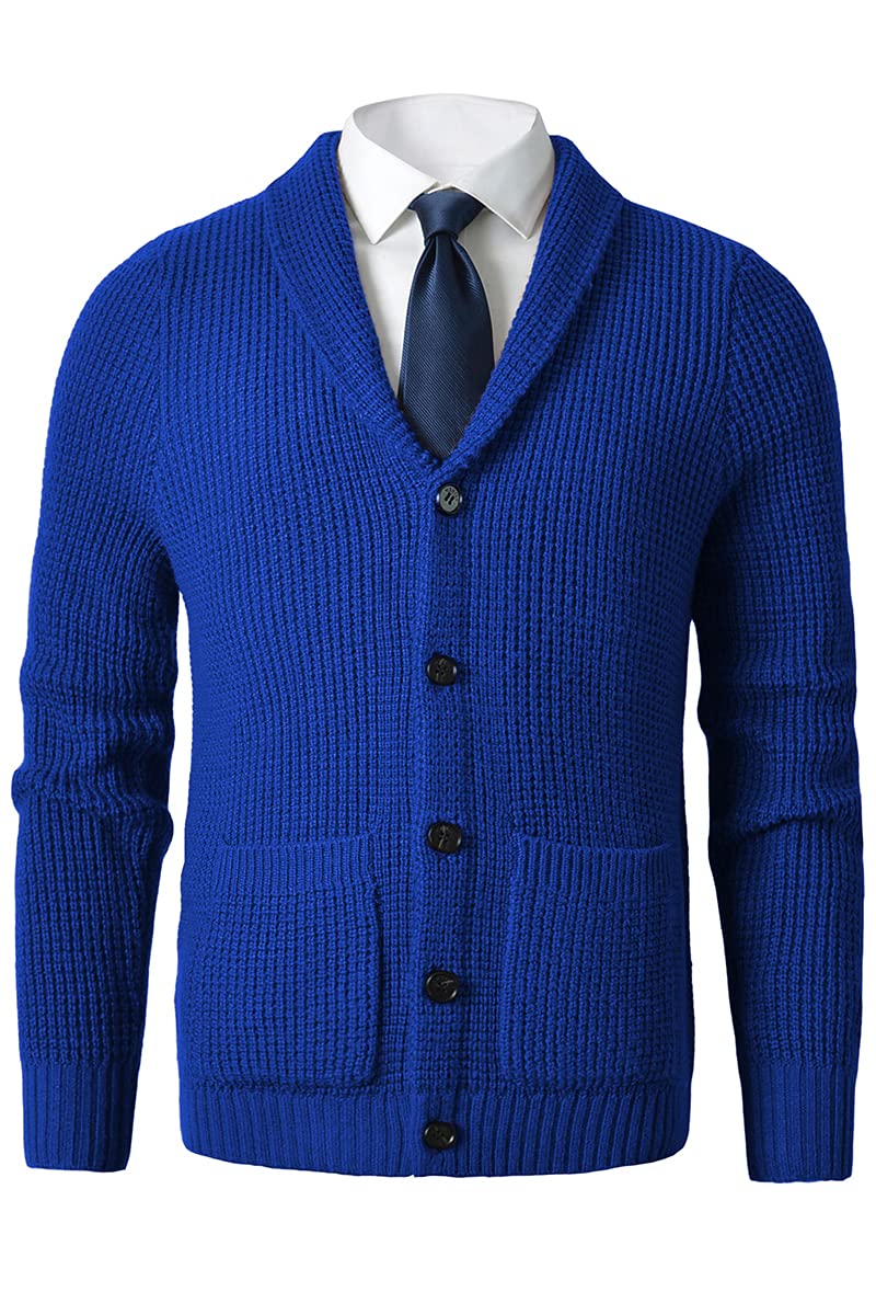 Zhilifsmens Shawl Collar Cardigan Sweater Cable Knit Button Up