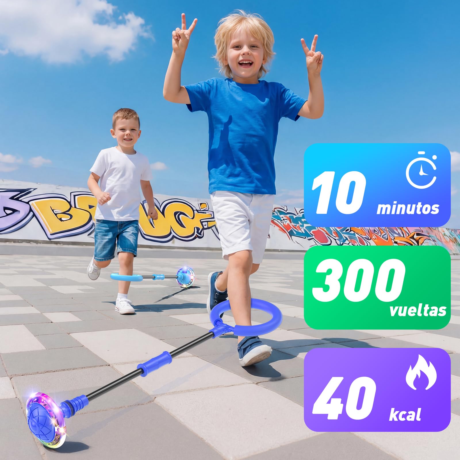 Springring Pedestal para niños con contador, temporizador, contador de calorías, juguete deportivo para niñas 6-12 años (Azul)
