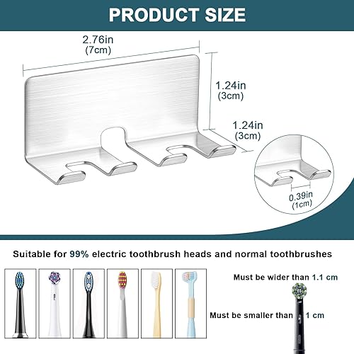Miniatura 7 de Soporte de pared para cepillos de dientes, soporte de cabezal de cepillo de dientes eléctrico para baños, soporte de cepillado de dientes de ducha