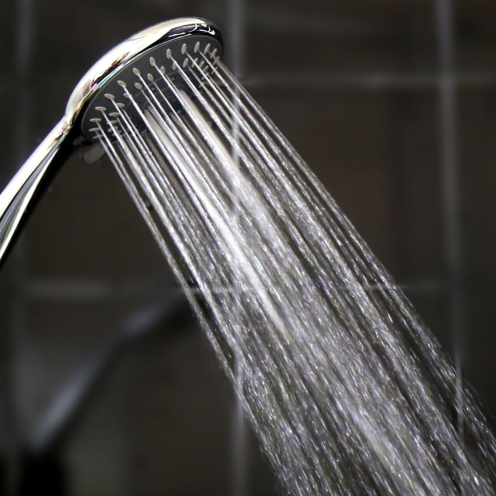 H&S Universal Handheld Shower Head with High and Low Water Pressure - Hand Showerhead with 5 Different Spray Modes - Powerful Chrome Replacement - Also for RV or Camper