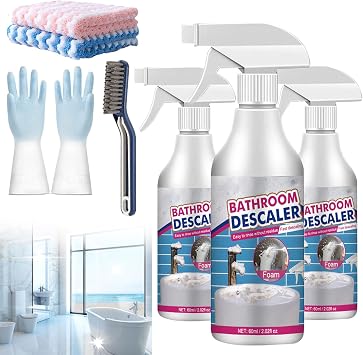 Bathroom Descaler Cleaner, 2025 New Stubborn Stains Cleaner, 10oz Limescale Cleaner, All Purpose Rinse Free Cleaning Spray, Bathroom Descaler for Bathtub, Sink, Toilet, Tiles 1Pcs