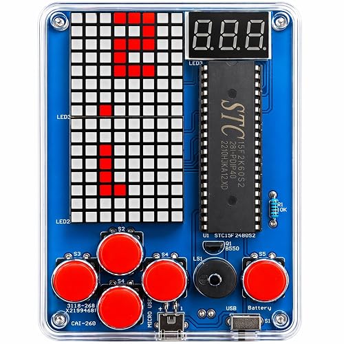 Beginner DIY Soldering Kit, 4-Game LED Matrix Console, Red Pixel
