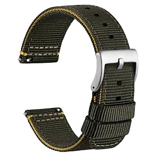 WOCCI Nylon Uhrenarmband, Kontrastreich Gewebtes Design, Schnellverschluss, Edelstahlschnalle, 20mm 22mm 24mm 26mm - Amazon product rated Grade A