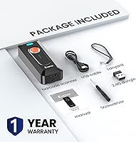 Vista 9 de Eyoyo Escáner de código de barras portátil 2D Bluetooth con clip, batería de 2000 mAh con indicador de nivel, mini lector de código de barras QR 1D