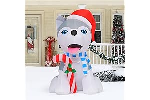 Christmas Dog Yard Decorations: Festive Husky with Candy Canes