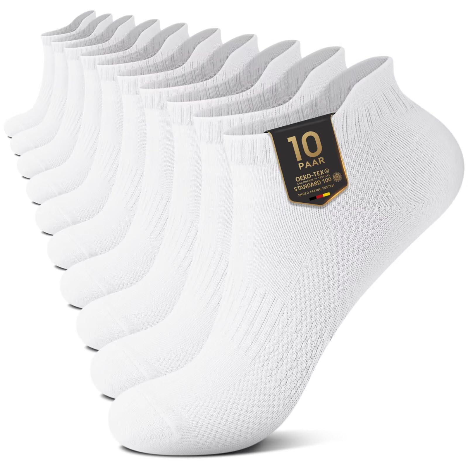 YouShow 10 Paar Sneaker Socken Damen Herren Sportsocken Kurze Atmungsaktiv Knöchelsocken Laufsocken Baumwollsocken Halbsocken