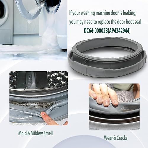 Miniatura 5 de DC64-00802B Junta de junta de junta de arranque de puerta de lavadora Samsung WF210ANWXAA WF218ANWXAA WF220ANWXAA WF331ANWXAA WF328AAWXAA reemplaza