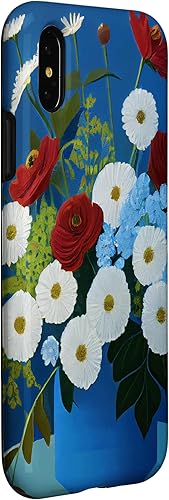 Miniatura 9 de Funda simple para iPhone 11 con diseño de flores florales color rojo blanco y azul brillante