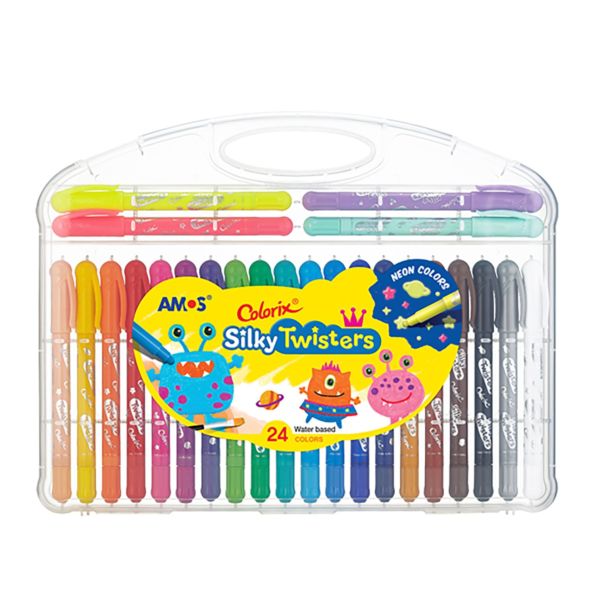 COLORIX Twistable Crayons -- 24 Silky Gel Colors, Non Toxic Crayons for Kids, Twist Up Design Easy to Hold for Travel, Drawing, Arts & Crafts, Gifts & School Supplies