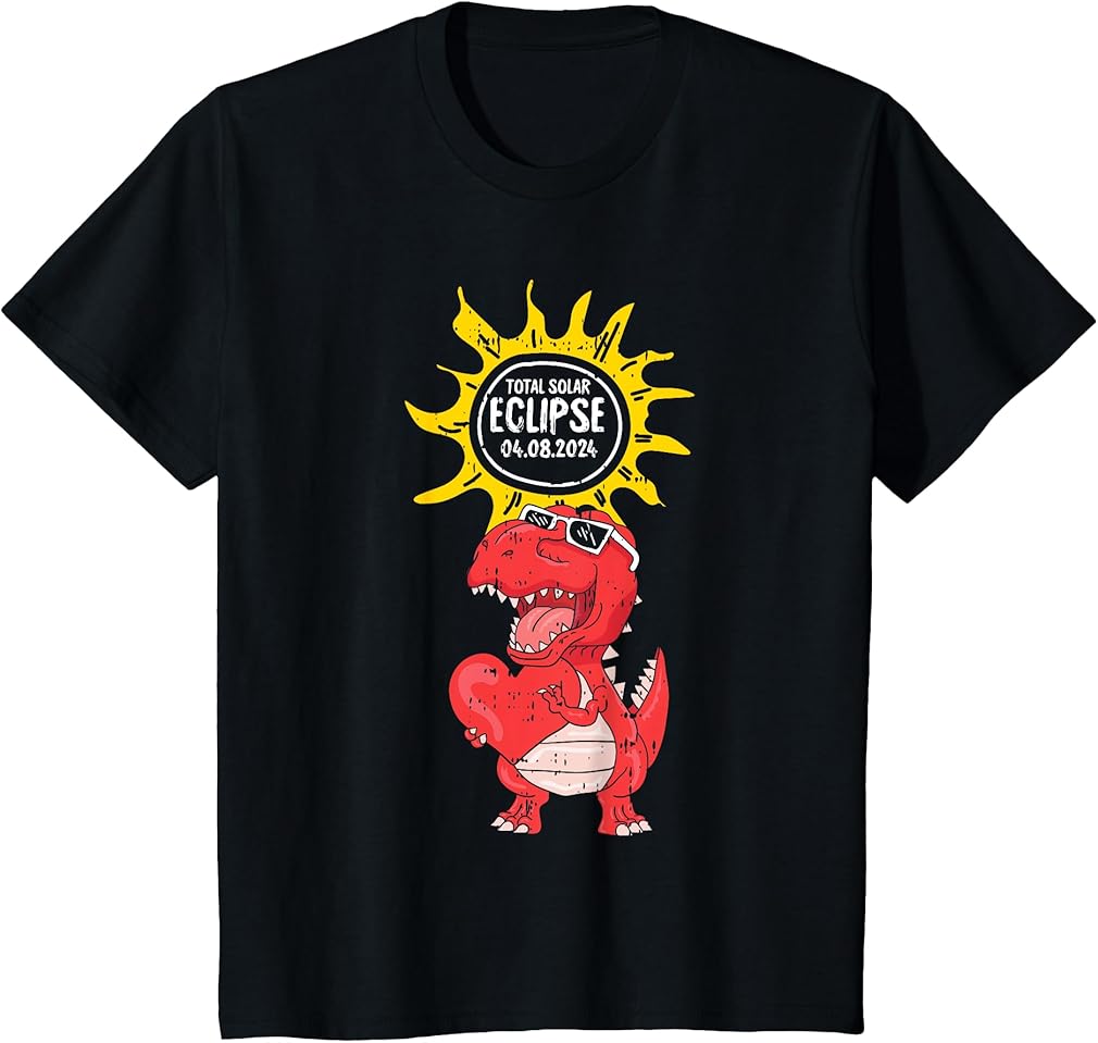 Dinosaur Heart Total Solar Eclipse April 8 2024 Totality T-Shirt