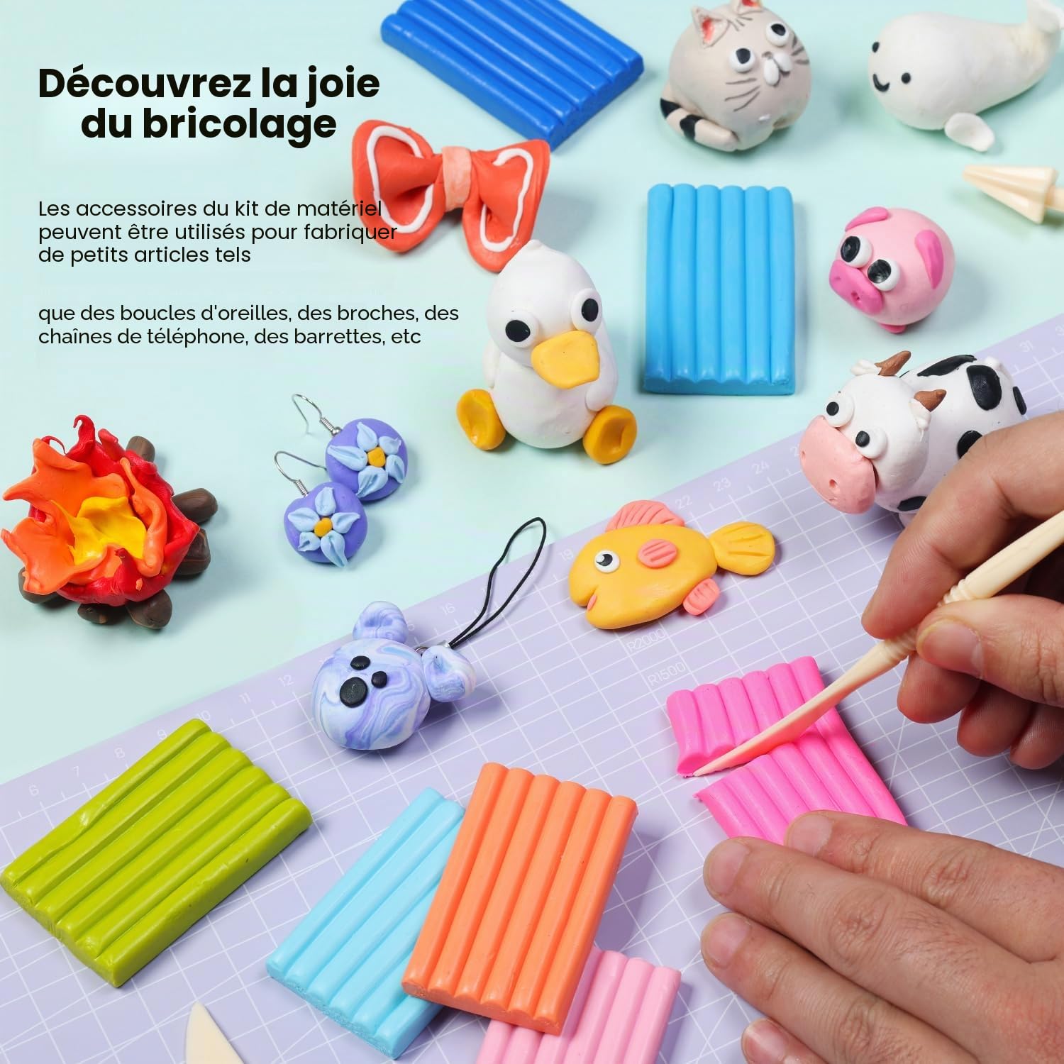 ARTFLY Pâte Polymère, 50 Couleurs Pâte Polymère,Sûr et Non Toxique, Cuisson au four Pate a Modeler DIY Clay Kit avec Outils de Modelage et Accessoires, Cadeau pour Les Enfants