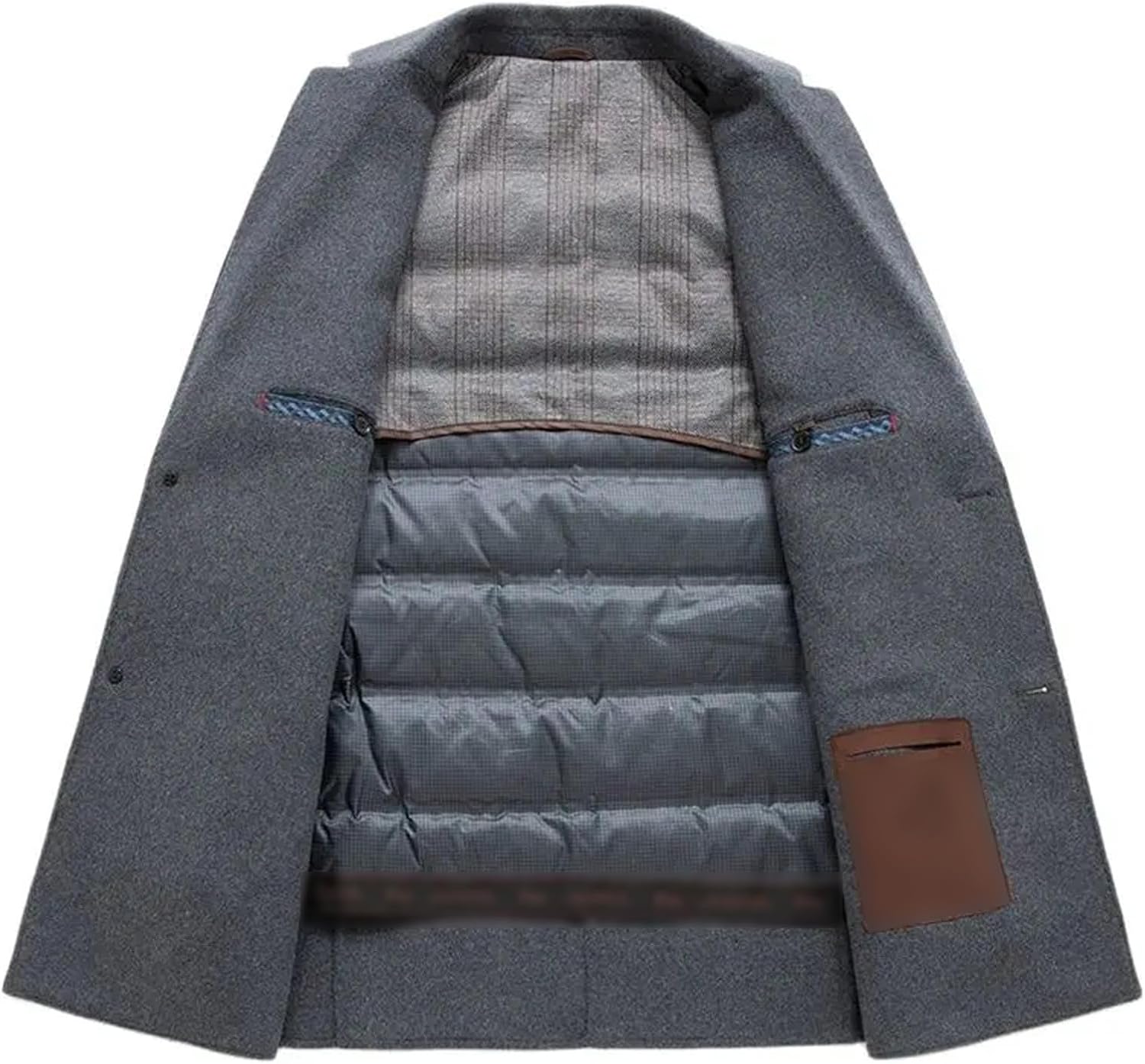 Autumn Winter Casual Wool Windbreaker Men's Thick Jacket Removable Down Lined Trench Coat Warm Overcoat