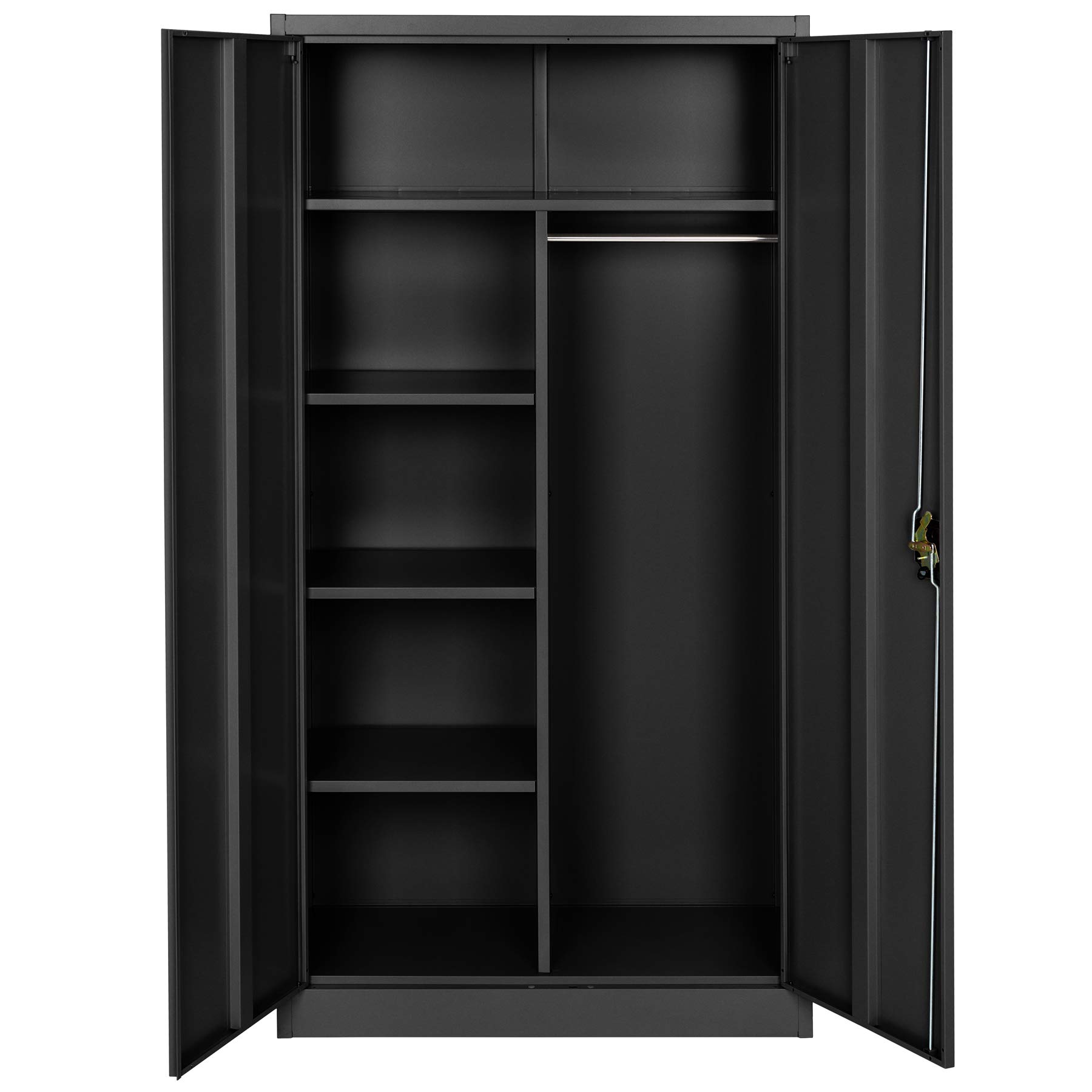 tectake® Armario Archivador Metálico de Oficina, 6 Cajones y Barra, Puertas Bloqueables, Acero Calidad, Mueble Oficina, Candado Seguridad, Armario Almacenaje, Estanterías Metálicas - 180x90x40cm Negro
