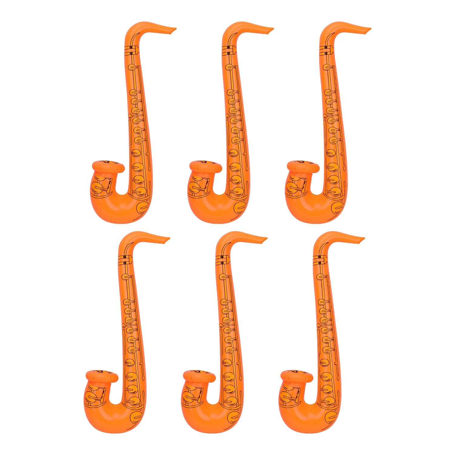 WedDecor Inflatable Guitar Saxophone Toys Favours Balloon, Musical Instruments Accessories For Kids and Adults Party Decoration, Hen Night Party, 6pcs, Orange