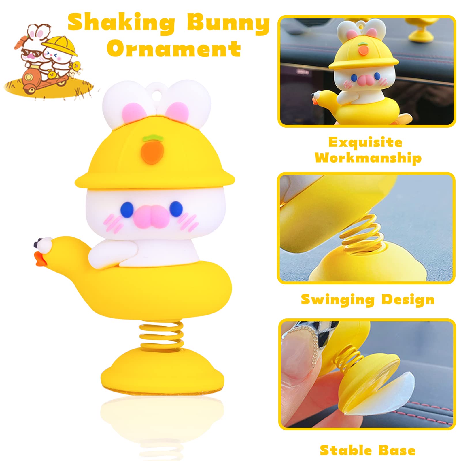 Figurine Lapin à Secouer Pour Tableau De Bord De Voiture - Acrylique 2D - Déco Amusante Pour Voyage