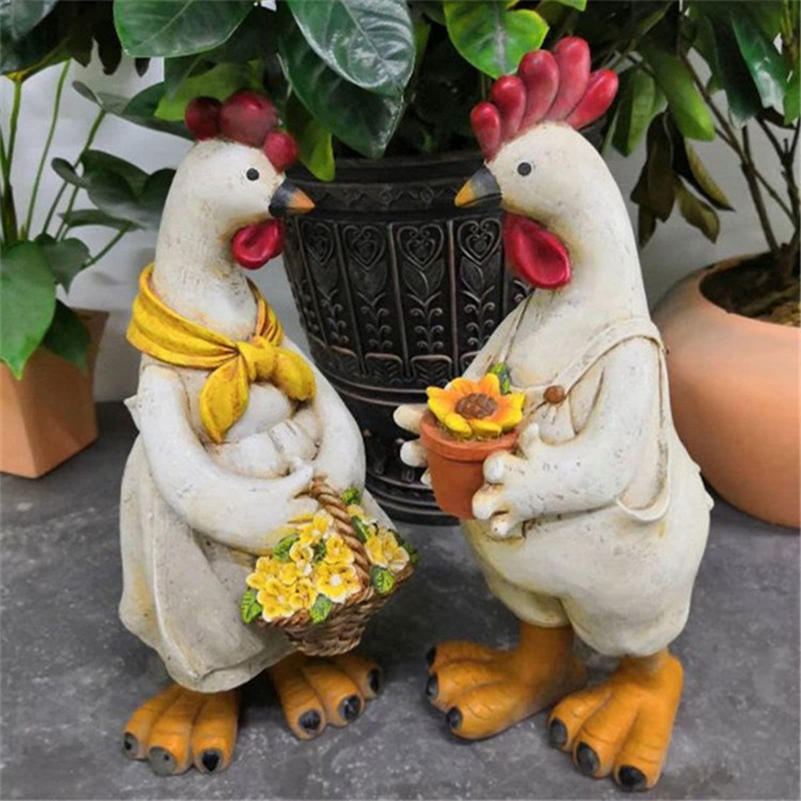 Figura de decoración Pato pájaro Figura de jardín Figura de Animal Figuras de Animales decoración de Estanque de jardín de Navidad, Figuras de jardín y estatuas de jardín,Chicken