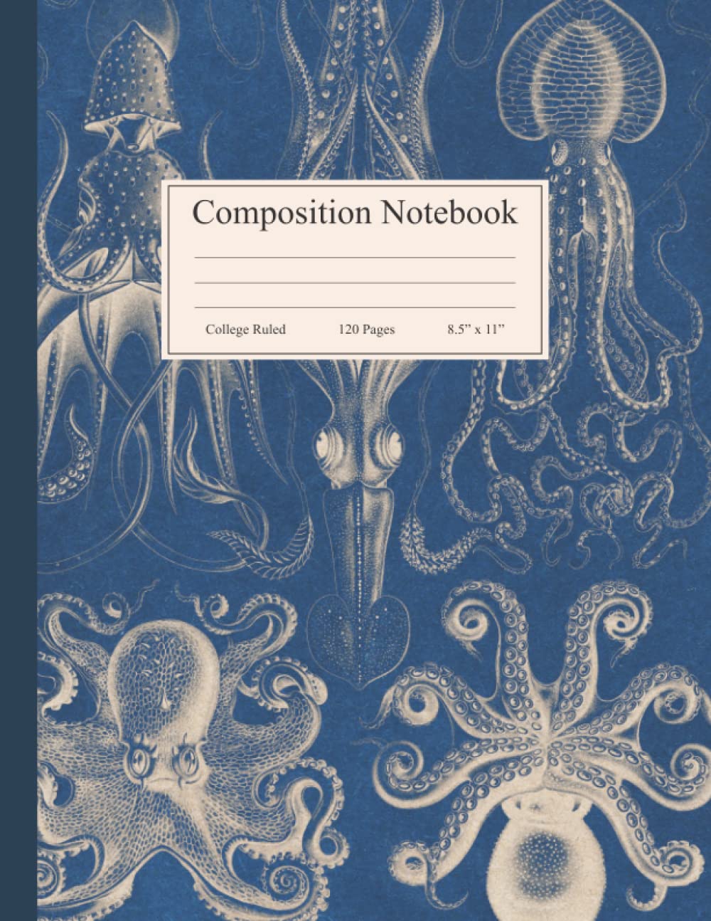 Composition Notebook: College Ruled, Vintage Octopus Notebook, Ocean Sea Life Animals, Beautiful Marine Biology Science Illustration Journal, 8.5" x 11"