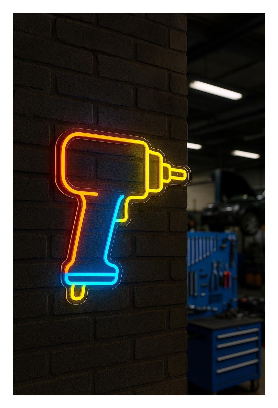 RONGCH Hanging Art Signs Pneumatic Wrench Neon Sign Decor for Auto Mechanics Repair Workshop 42cm(C)