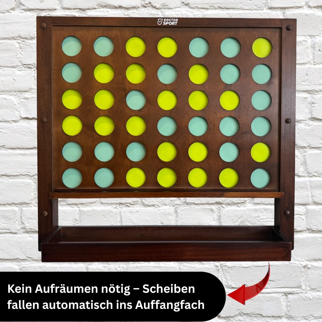 Riesen 4 Gewinnt Wandspiel, 78 x 86 cm, Holz-Gesellschaftsspiel für Spielzimmer, Groß Connect Four für Kinder & Erwachsene, 4 in Einer Reihe, 4 Gewinnt